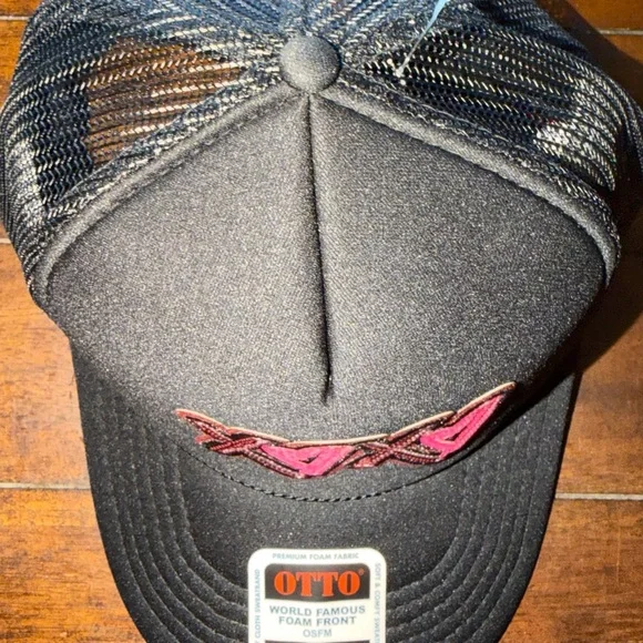 OTTO Black Trucker Hat with Red and Pink Heart Design - Picture 4 of 5